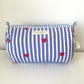 Striped Cosmetic Bags with Red Hearts - Sky Blue