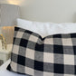 Linen Lumbar Cushion Cover - Black Gingham