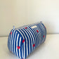 Striped Cosmetic Bags with Red Hearts - Navy Blue