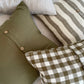 Linen Cushion with Button Detail - Grey Stripe