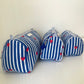 Striped Cosmetic Bags with Red Hearts - Navy Blue