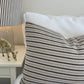 Linen Blend Lumbar Cushion Cover - Charcoal Thin Stripe