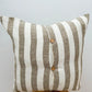 Linen Cushion with Button Detail - Olive Green Stripe