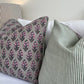 Block Print Cushion Cover - Green and Pink Floral with Stripes