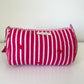 Striped Cosmetic Bags with Red Hearts - Hot Pink