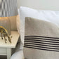 Linen Blend Lumbar Cushion Cover - Charcoal Seven Stripe