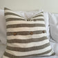 Linen Cushion with Button Detail - Olive Green Stripe