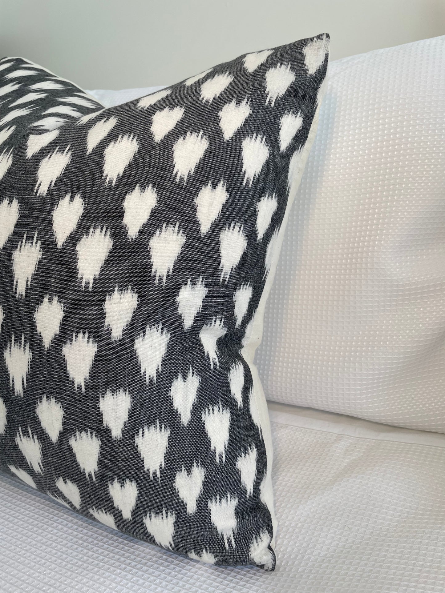 Ikat Cushion Cover - Grey and Warm White