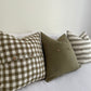 Linen Cushion with Button Detail - Solid Olive Green