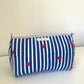 Striped Cosmetic Bags with Red Hearts - Navy Blue