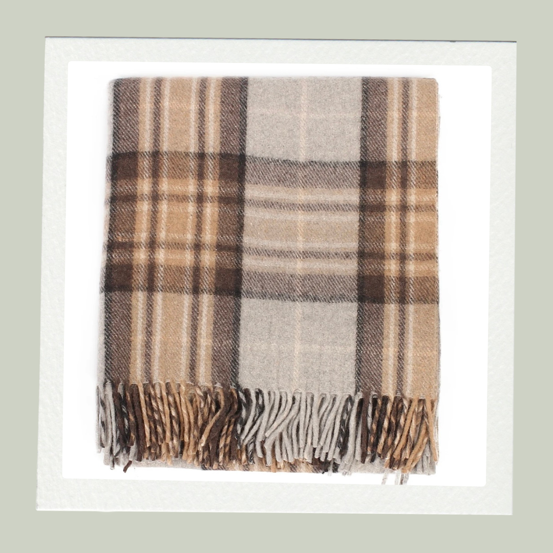 Scottish Tartan Blanket - Mackellar Natural - 100% Recycled Wool