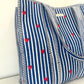Striped Tote Bag with Red Hearts - Navy Blue