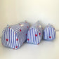 Striped Cosmetic Bags with Red Hearts - Sky Blue