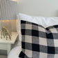 Linen Lumbar Cushion Cover - Black Gingham