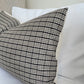 Linen Blend Lumbar Cushion Cover - Charcoal Plaid Check