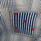 Striped Tote Bag with Red Hearts - Navy Blue
