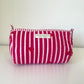 Striped Cosmetic Bags with Red Hearts - Hot Pink