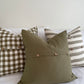 Linen Cushion with Button Detail - Solid Olive Green