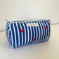Striped Cosmetic Bags with Red Hearts - Navy Blue
