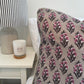 Block Print Cushion Cover - Green and Pink Floral with Stripes