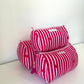 Striped Cosmetic Bags with Red Hearts - Hot Pink