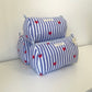 Striped Cosmetic Bags with Red Hearts - Sky Blue