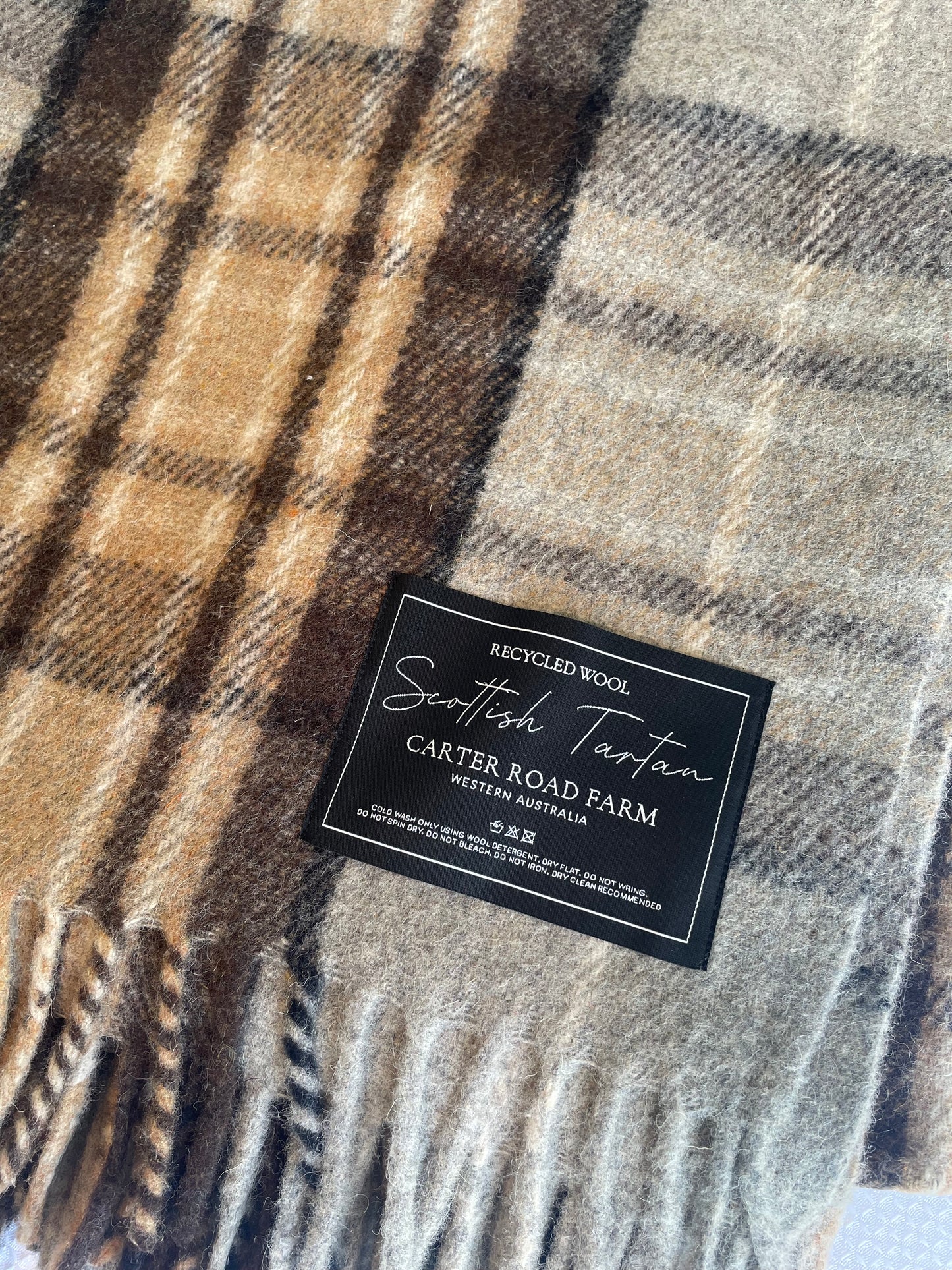 Scottish Tartan Blanket - Mackellar Natural - 100% Recycled Wool