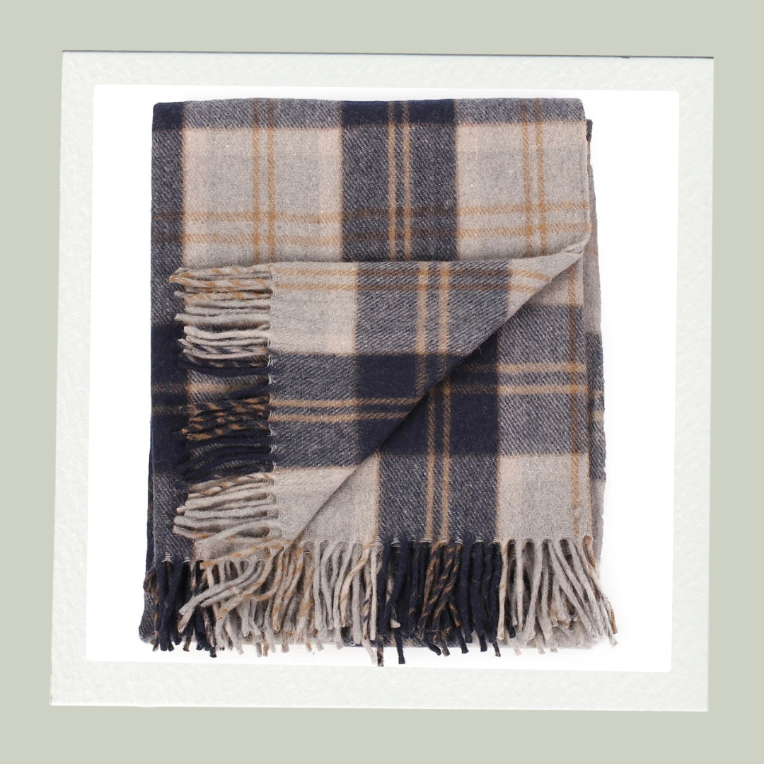 Scottish Tartan Blanket - Bannockbane Silver - Recycled Wool