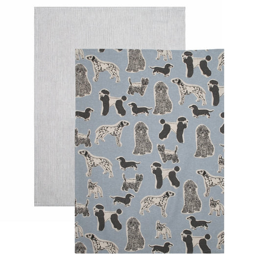 Woof Tea Towel set - 2 Pack - Blue Haze