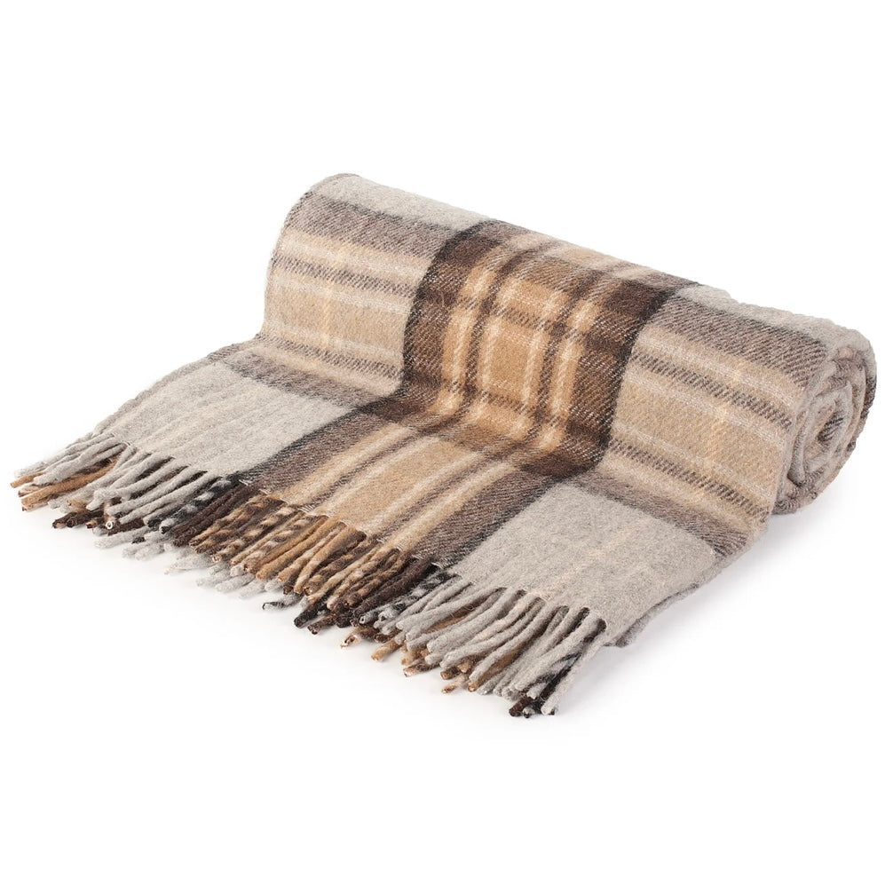 Scottish Tartan Blanket - Mackellar Natural - 100% Recycled Wool